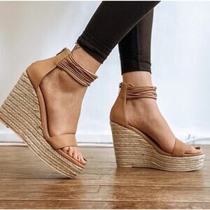 New Altrd State Women 6.5 Summer Peep Toe Boho Beach Sandal Wedge Platform